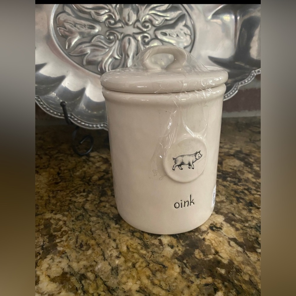 Rae Dunn OINK Dimpled Canister - farmline artisan collection NEVER USED! - Picture 3 of 5